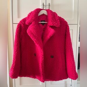 NEW UGG Australia Gertrude Short Teddy Sherpa Coat Women’s Size S Hot Pink NWT